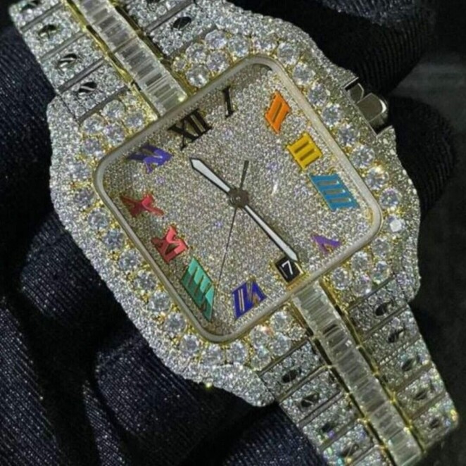 Bust down Moissanite Steel VVS Iced Out Watch