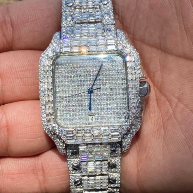 Iced Moissanite Watch for Men | Ultra-Clear VVS Stones