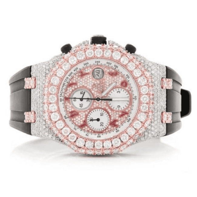 Silicone Band Iced-Out Moissanite Watch - Image 6