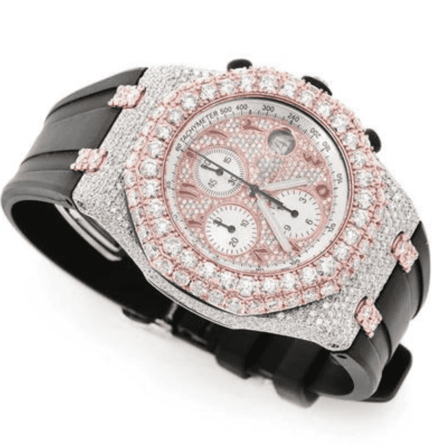 Silicone Band Iced-Out Moissanite Watch - Image 5