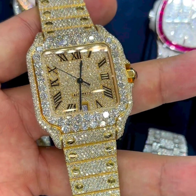 Classic Moissanite Diamond Iced Out Bust Down Automatic Luxury Watch - Image 3
