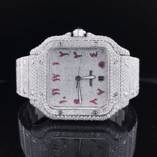 Stainless Steel Diamond-Cut VVS Moissanite Watch - Image 5