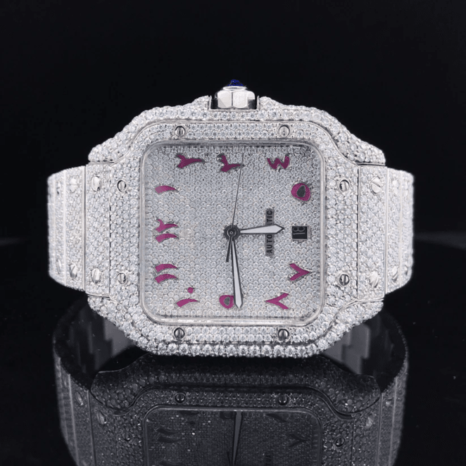 Stainless Steel Diamond-Cut VVS Moissanite Watch