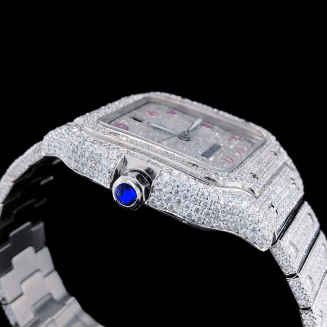 Stainless Steel Diamond-Cut VVS Moissanite Watch - Image 3