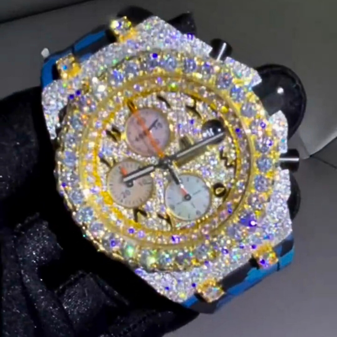 Moissanite Iced Out Watch with Premium Silicone Band