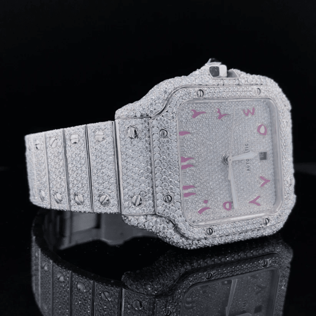 Stainless Steel Diamond-Cut VVS Moissanite Watch - Image 2