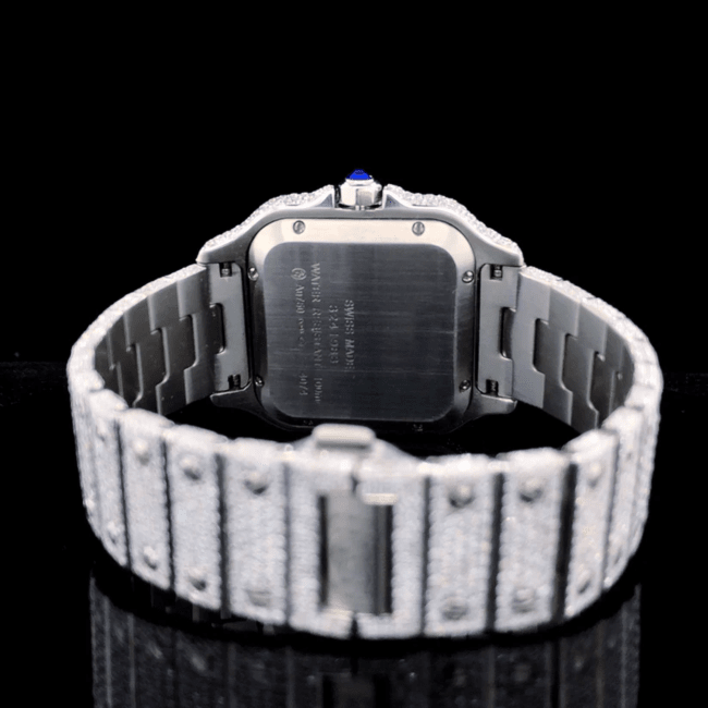 Stainless Steel Diamond-Cut VVS Moissanite Watch - Image 6