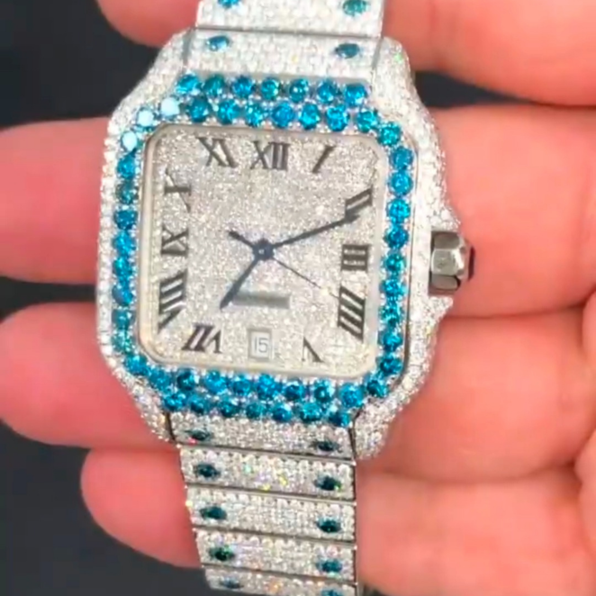 Full Iced Out Moissanite Bust Down Men’s Watch