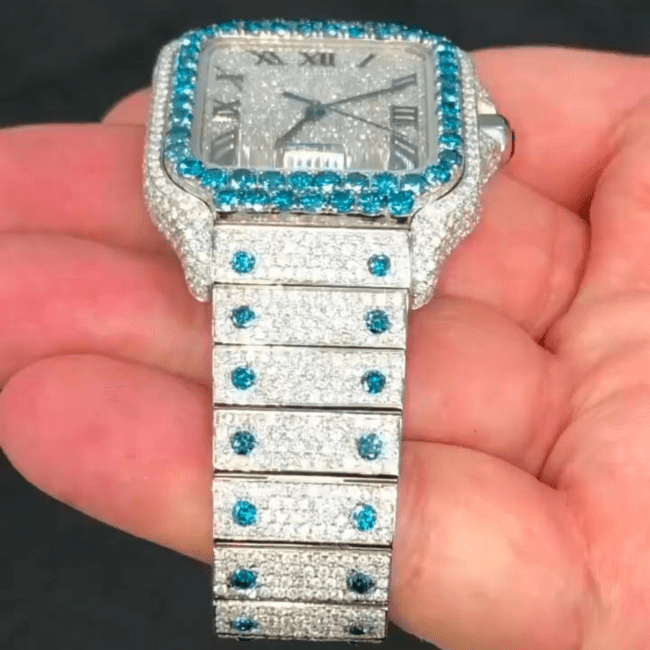 Full Iced Out Moissanite Bust Down Men’s Watch - Image 4