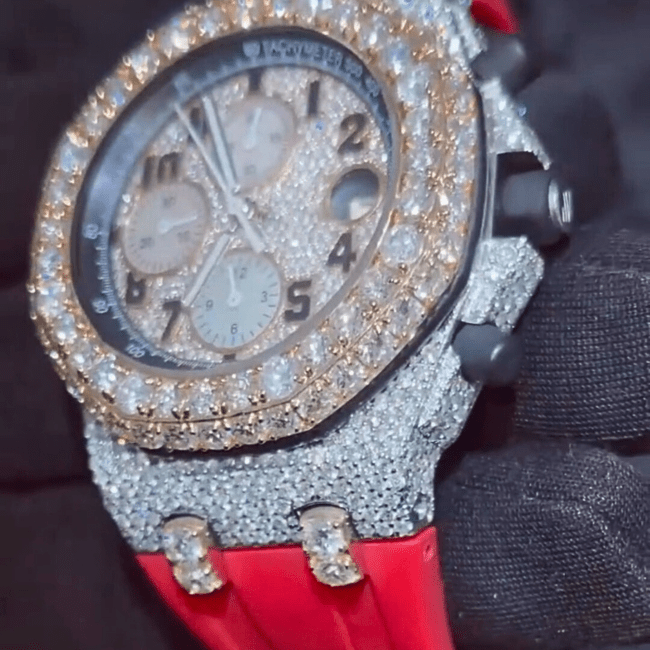 Full Iced Out Moissanite Watch with Soft Silicone Band - Image 2