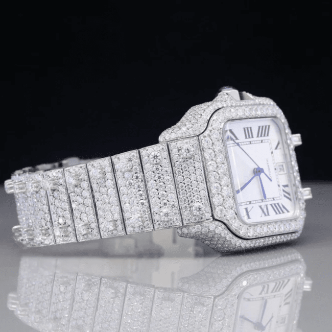 Bold 44mm Men’s Iced Out Watch Featuring White Gold Plating - Image 6