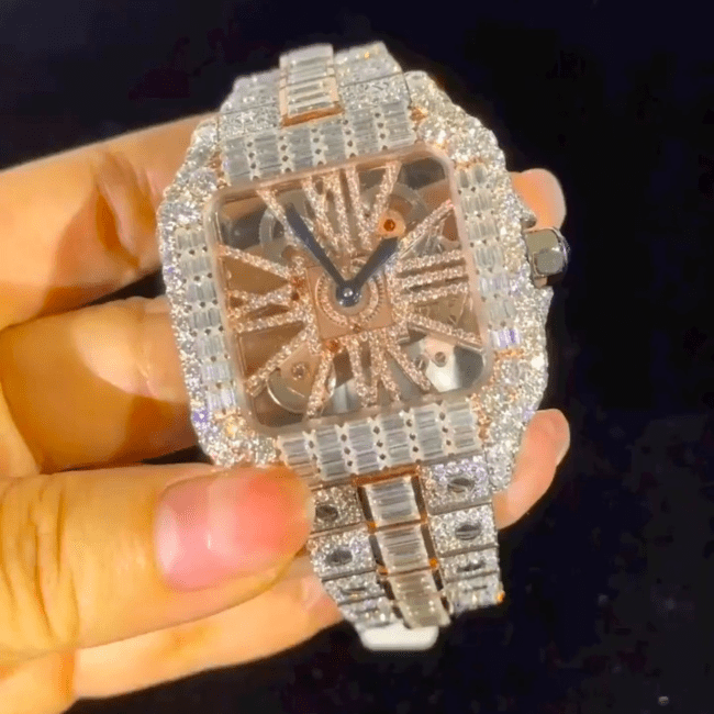 Men’s Iced Out Moissanite Diamond Automatic Chronograph Watch - Image 6