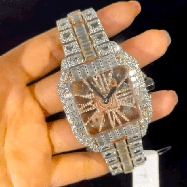 Men’s Iced Out Moissanite Diamond Automatic Chronograph Watch - Image 2