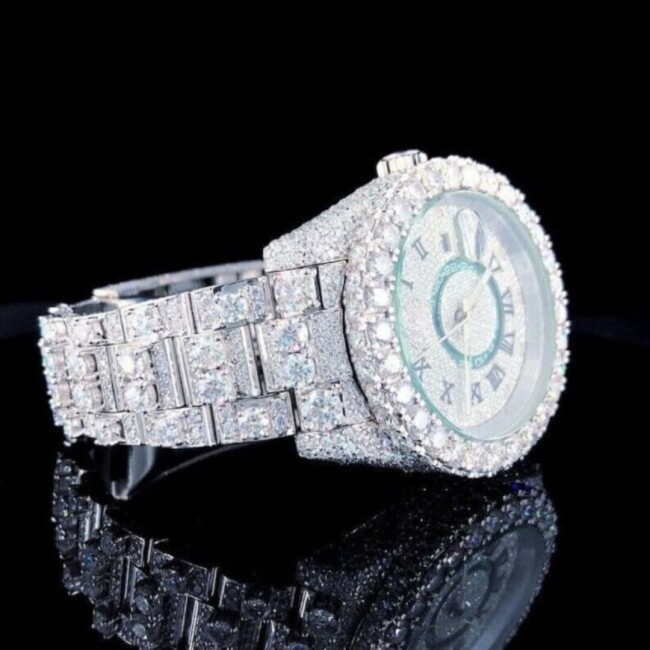 Stainless Steel Diamond-Cut Moissanite Watch - Image 3