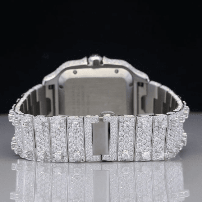 Bold 44mm Men’s Iced Out Watch Featuring White Gold Plating - Image 3