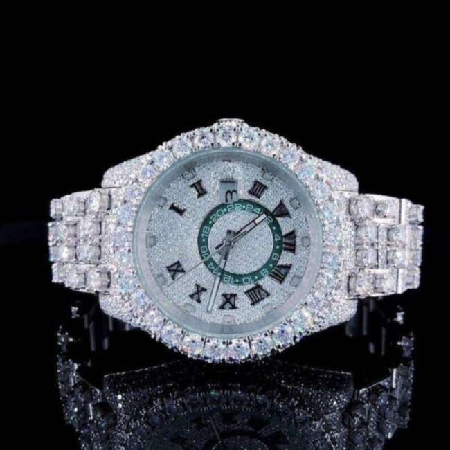 Stainless Steel Diamond-Cut Moissanite Watch - Image 4