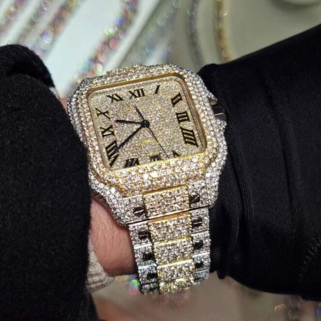 Designer Moissanite Watch with Premium Iced Stones