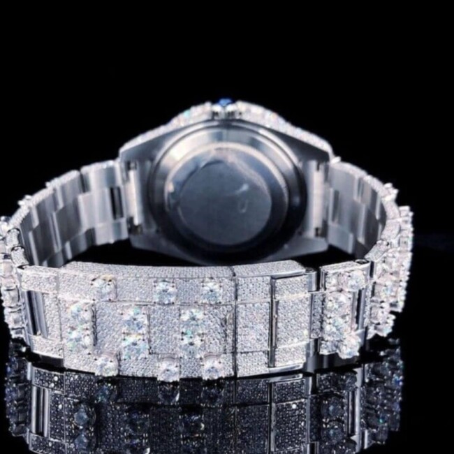 Stainless Steel Diamond-Cut Moissanite Watch - Image 5