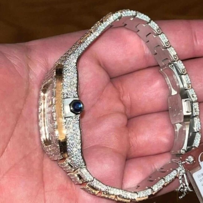 Iced Moissanite Watch for Men | Ultra-Clear VVS Stones - Image 5