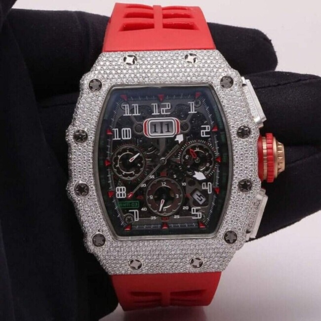 Iced Out Moissanite Watch with Soft Silicone Fit - Image 5