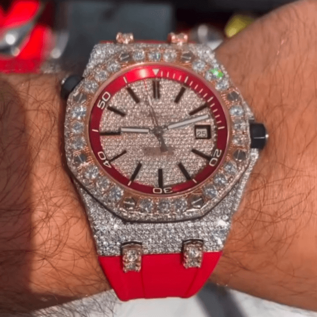 Iced Out Moissanite Watch for Men with Durable Silicone Band - Image 6