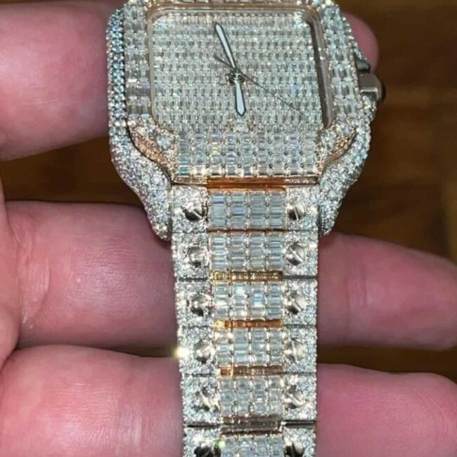 Iced Moissanite Watch for Men | Ultra-Clear VVS Stones - Image 3