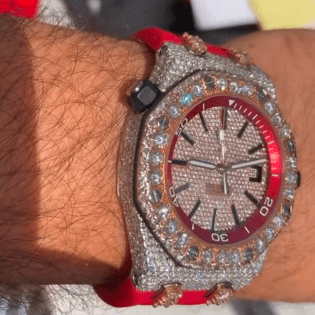 Iced Out Moissanite Watch for Men with Durable Silicone Band - Image 4