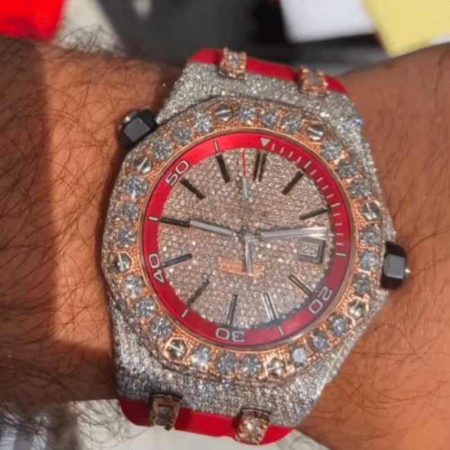 Iced Out Moissanite Watch for Men with Durable Silicone Band - Image 3