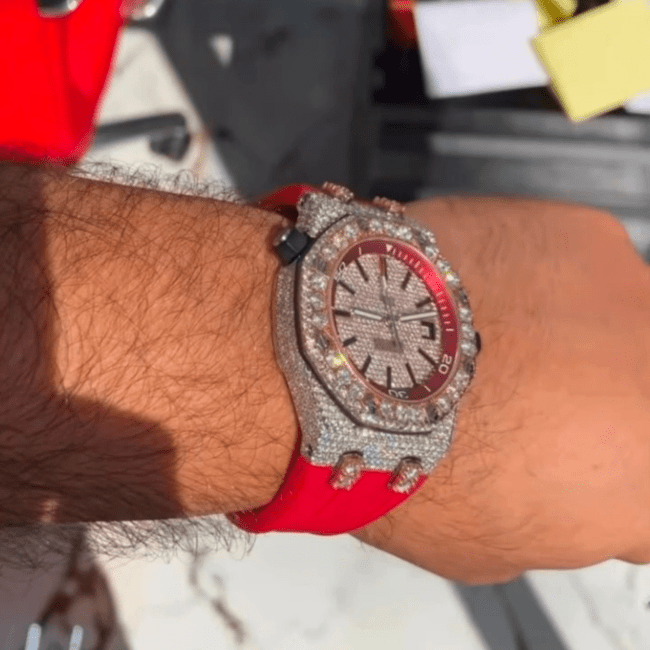 Iced Out Moissanite Watch for Men with Durable Silicone Band - Image 2