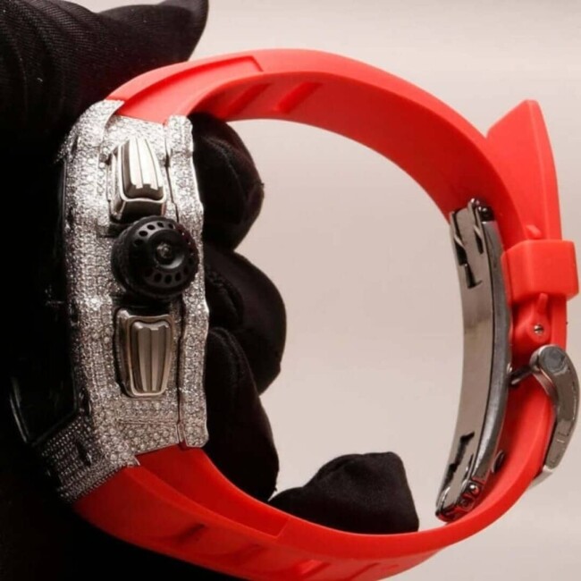 Iced Out Moissanite Watch with Soft Silicone Fit - Image 2