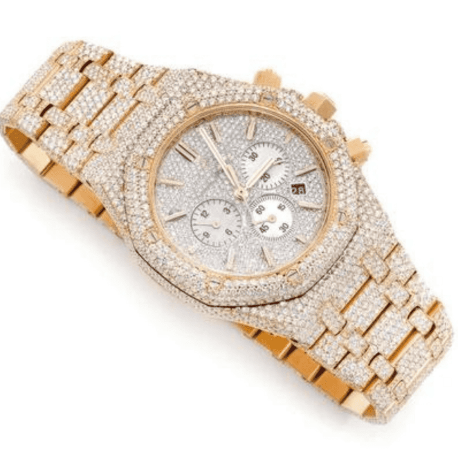 Iced-Out Moissanite Diamond Bust-Down Automatic Watch