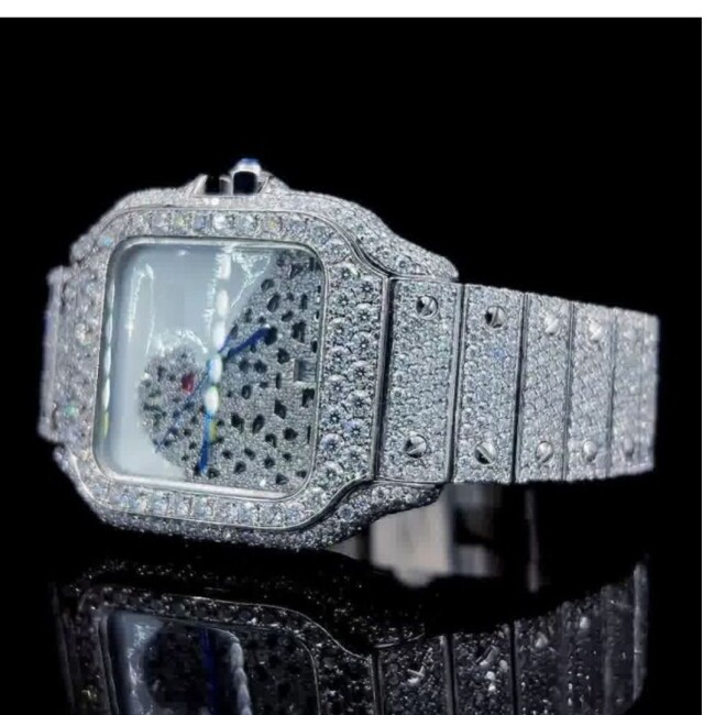 Fully Iced-Out Moissanite Bezel and Band Luxury Wristwatch for Men and Women - Image 8
