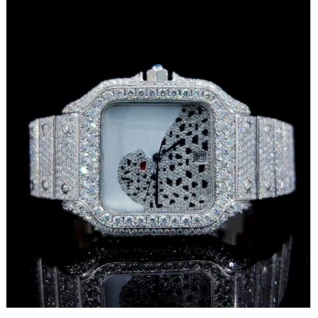Fully Iced-Out Moissanite Bezel and Band Luxury Wristwatch for Men and Women - Image 7