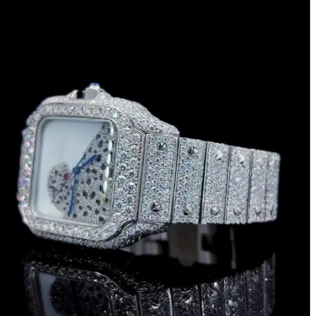 Fully Iced-Out Moissanite Bezel and Band Luxury Wristwatch for Men and Women - Image 6