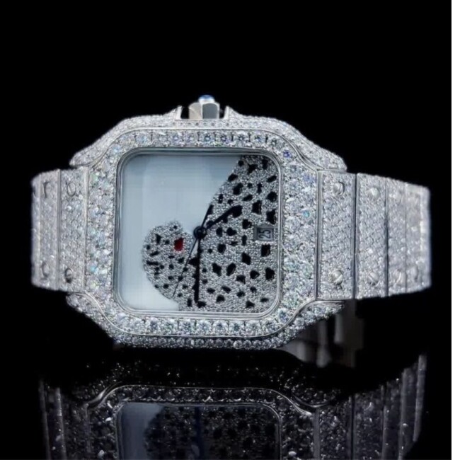 Fully Iced-Out Moissanite Bezel and Band Luxury Wristwatch for Men and Women - Image 2