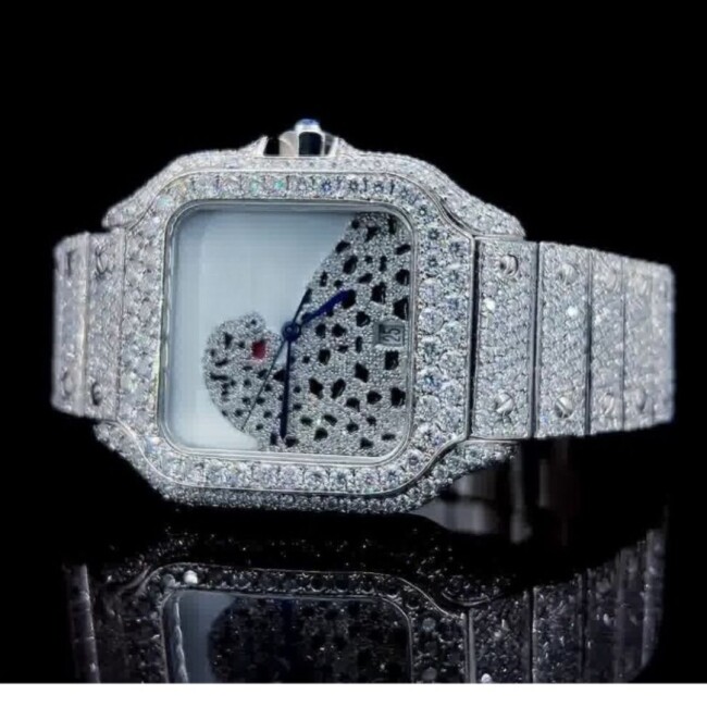 Fully Iced-Out Moissanite Bezel and Band Luxury Wristwatch for Men and Women - Image 3