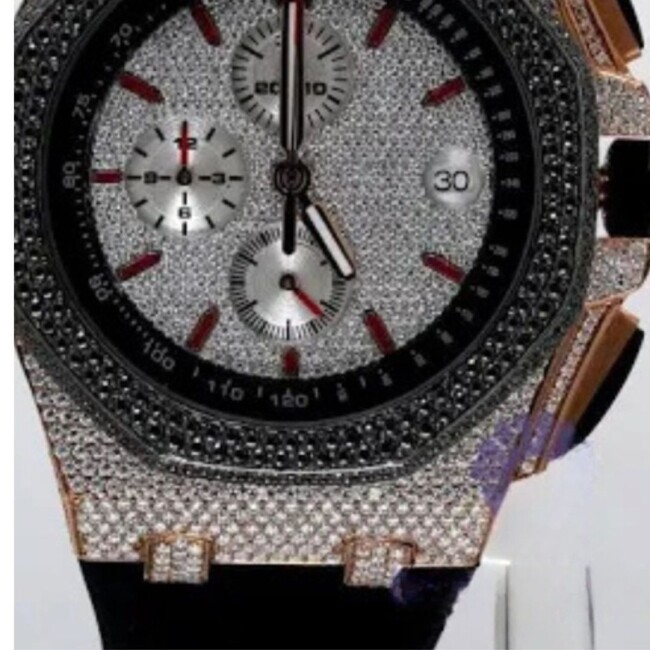 Moissanite Iced Out Watch with Silicone Band - Image 5