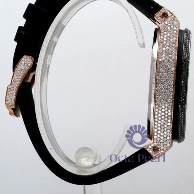 Moissanite Iced Out Watch with Silicone Band - Image 4