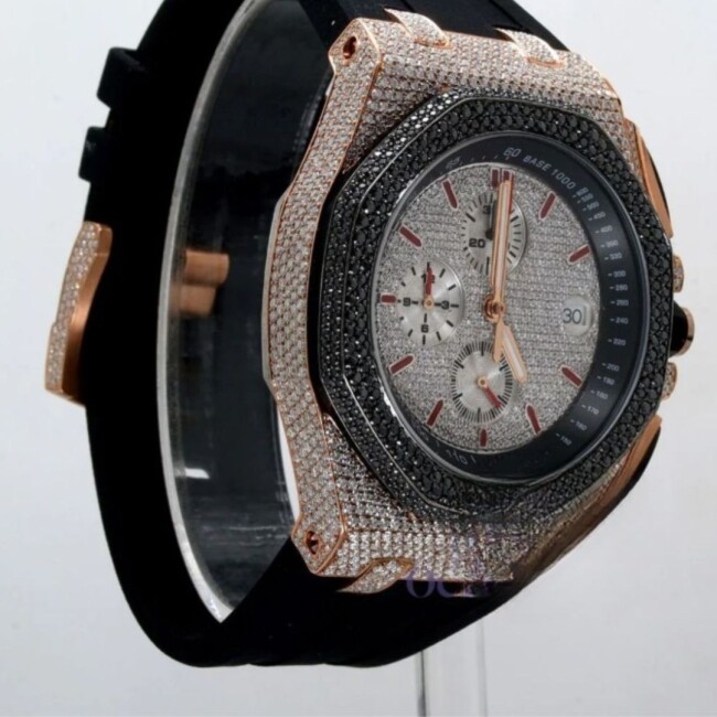 Moissanite Iced Out Watch with Silicone Band - Image 3