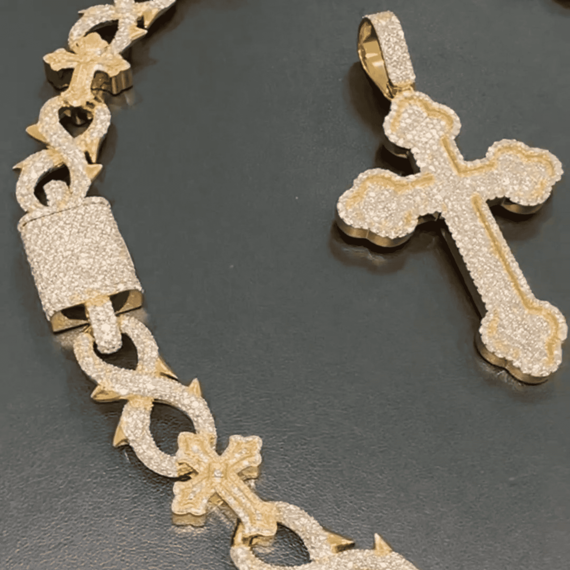 Diamond Tone Silver Men’s Iced Out Cuban Link Chain Moissanite Chains 1 Diamond Tone Silver Men’s Iced Out Cuban Link Chain Moissanite Chains
