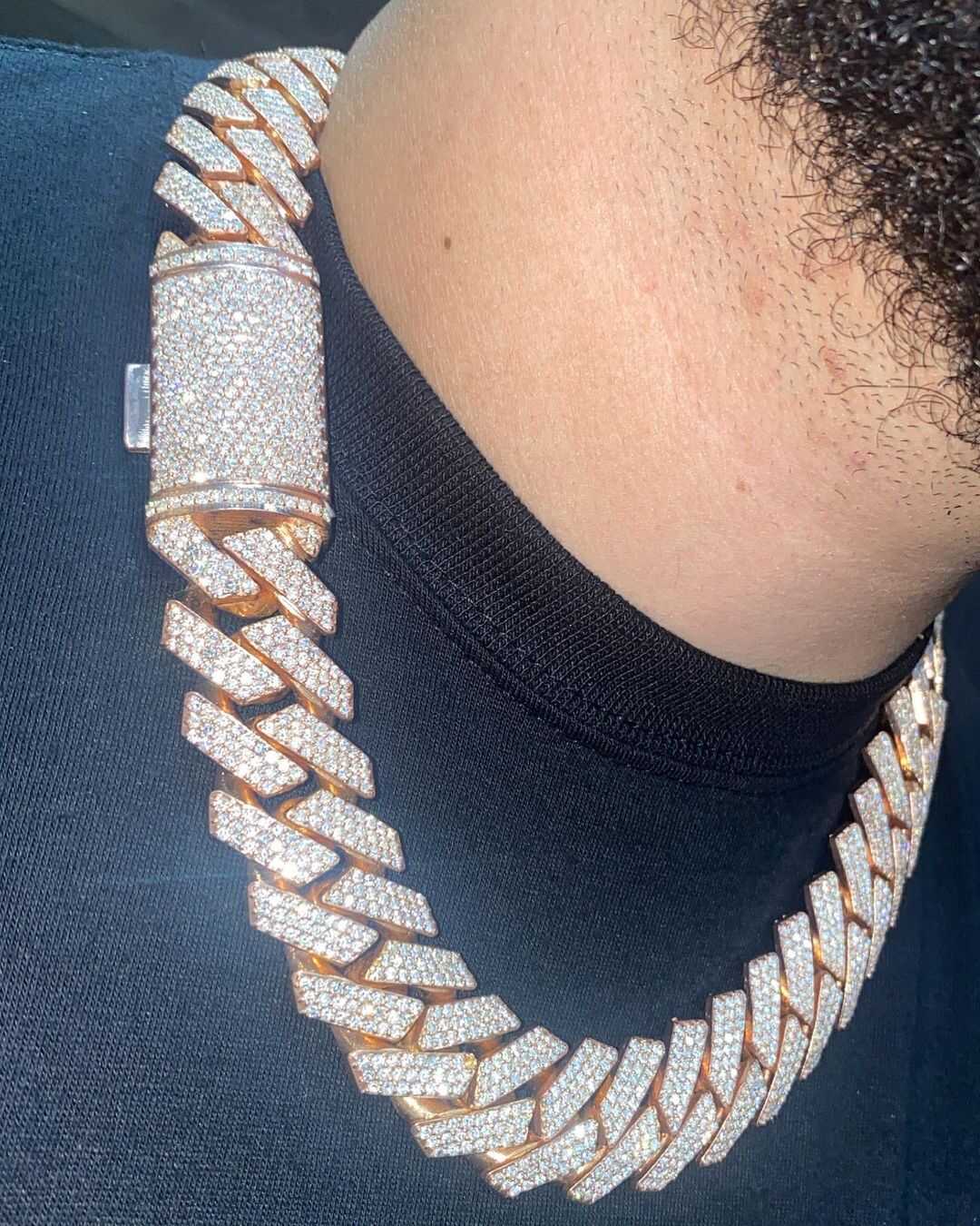 16mm Silver Diamond Men’s Moissanite Chains Iced Out Cuban Link 2 16mm Silver Diamond Men’s Moissanite Chains Iced Out Cuban Link - Image 2