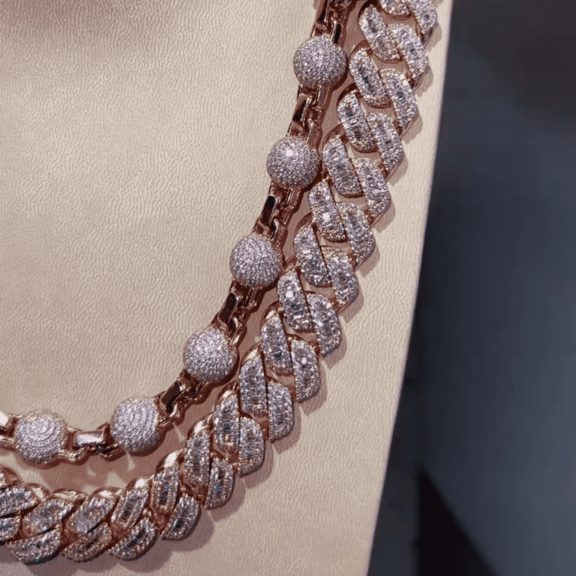 16mm Cuban and 8mm Ball Cuban Link Chain Silver 3 16mm Cuban and 8mm Ball Cuban Link Chain Silver - Image 3