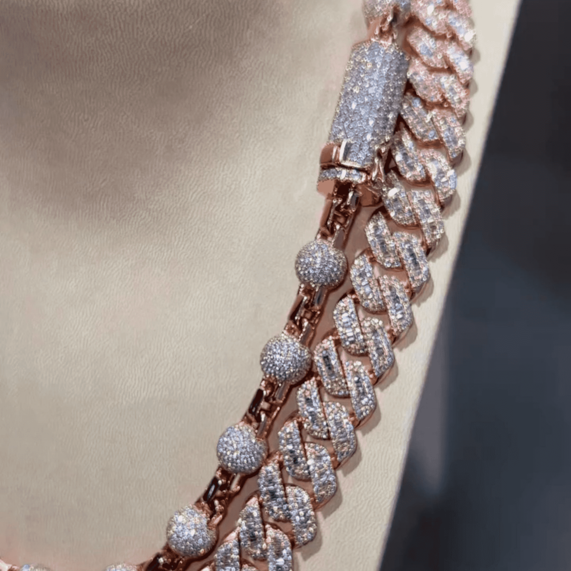 16mm Cuban and 8mm Ball Cuban Link Chain Silver 2 16mm Cuban and 8mm Ball Cuban Link Chain Silver - Image 2