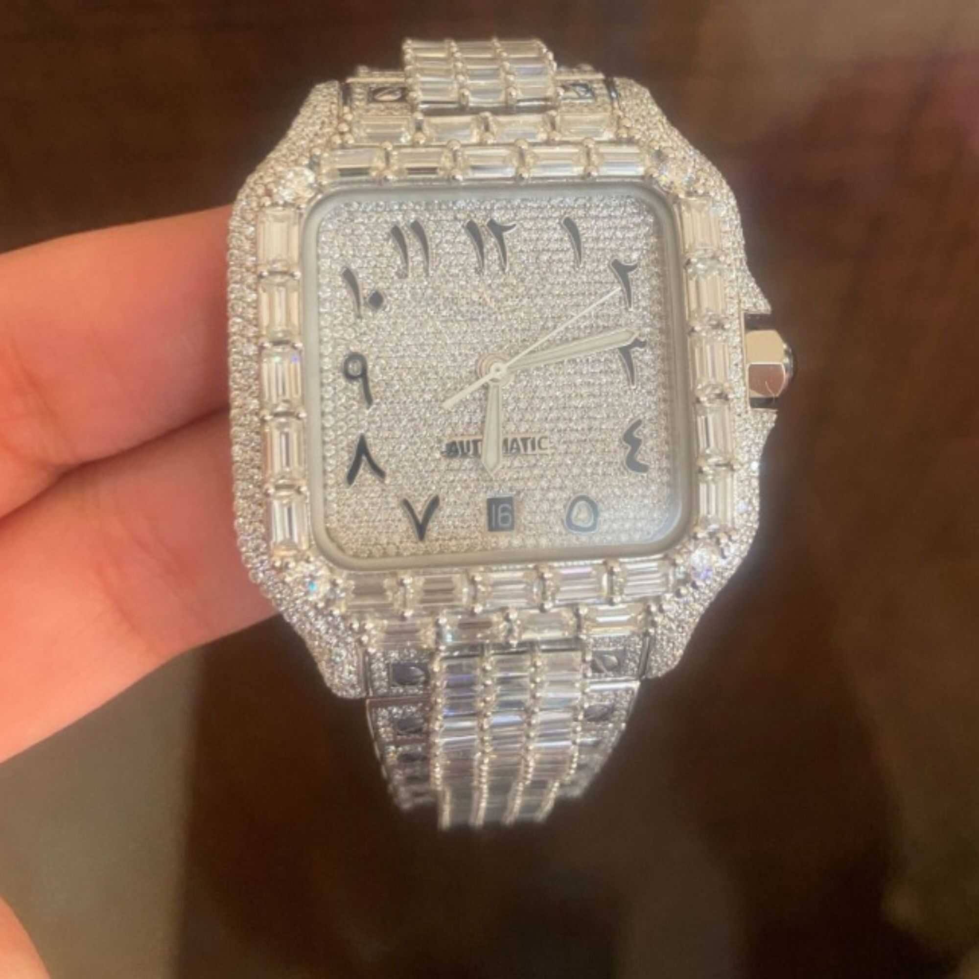 Men’s Bust Down Moissanite Watches Iced Out Fully 1 Men’s Bust Down Moissanite Watches Iced Out Fully