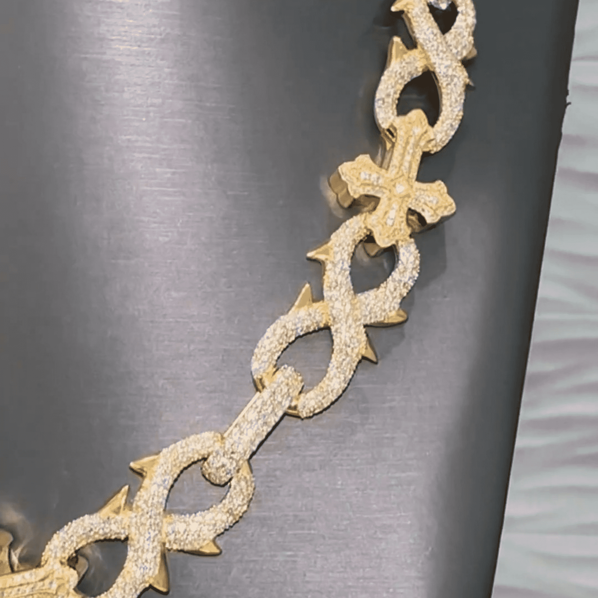 Diamond Tone Silver Men’s Iced Out Cuban Link Chain Moissanite Chains 8 Diamond Tone Silver Men’s Iced Out Cuban Link Chain Moissanite Chains - Image 8