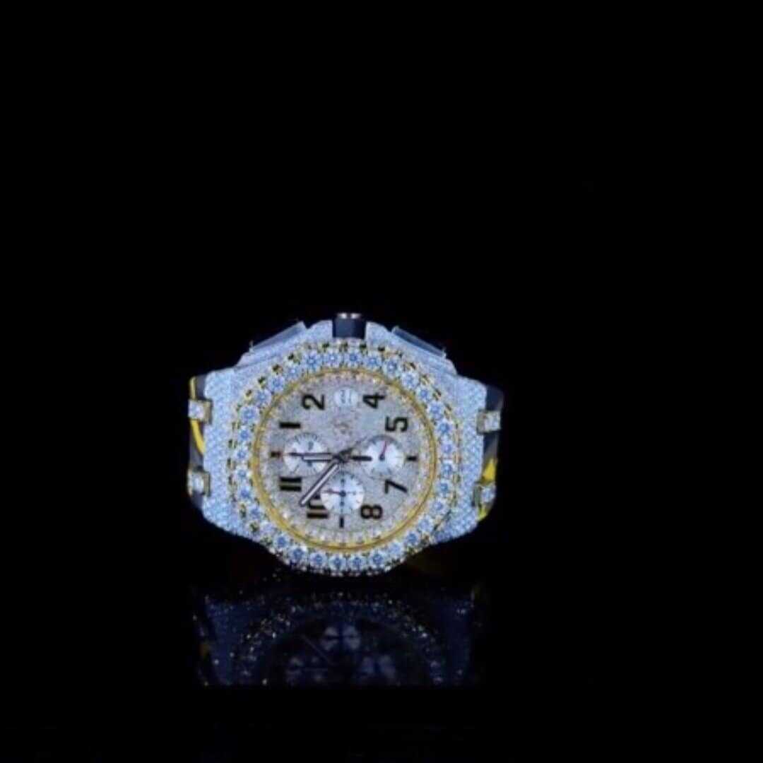 Fully Iced Moissanite Silicone Strap Watch 1 Fully Iced Moissanite Silicone Strap Watch