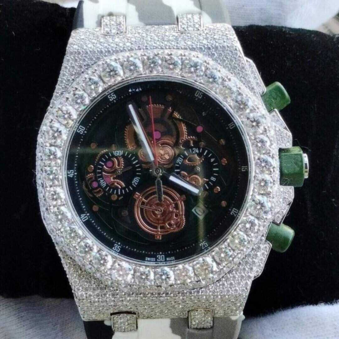 Moissanite Bling Watch with Silicone Band 5 Moissanite Bling Watch with Silicone Band - Image 5