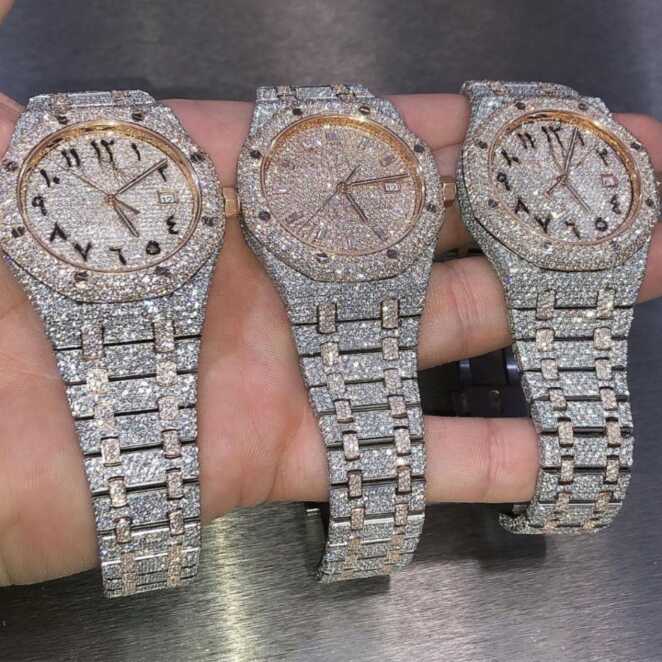 Iced Out Moissanite Watch Hip Hop Automatic Watch For Men 1 Moissanite Watch Vendor in India