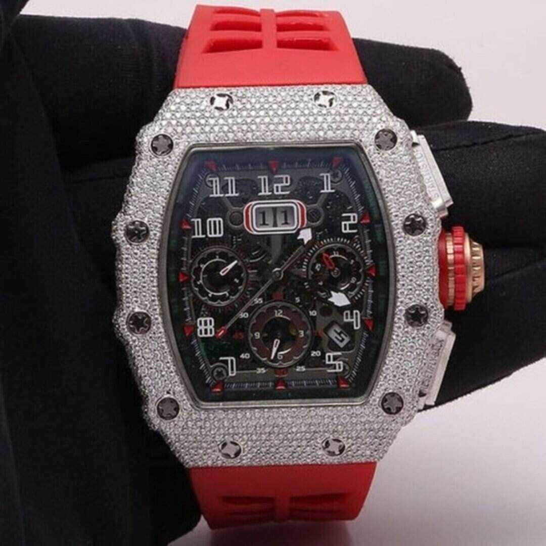 Silicone Strap Moissanite Bust Down Watch for Men 7 Silicone Strap Moissanite Bust Down Watch for Men - Image 7
