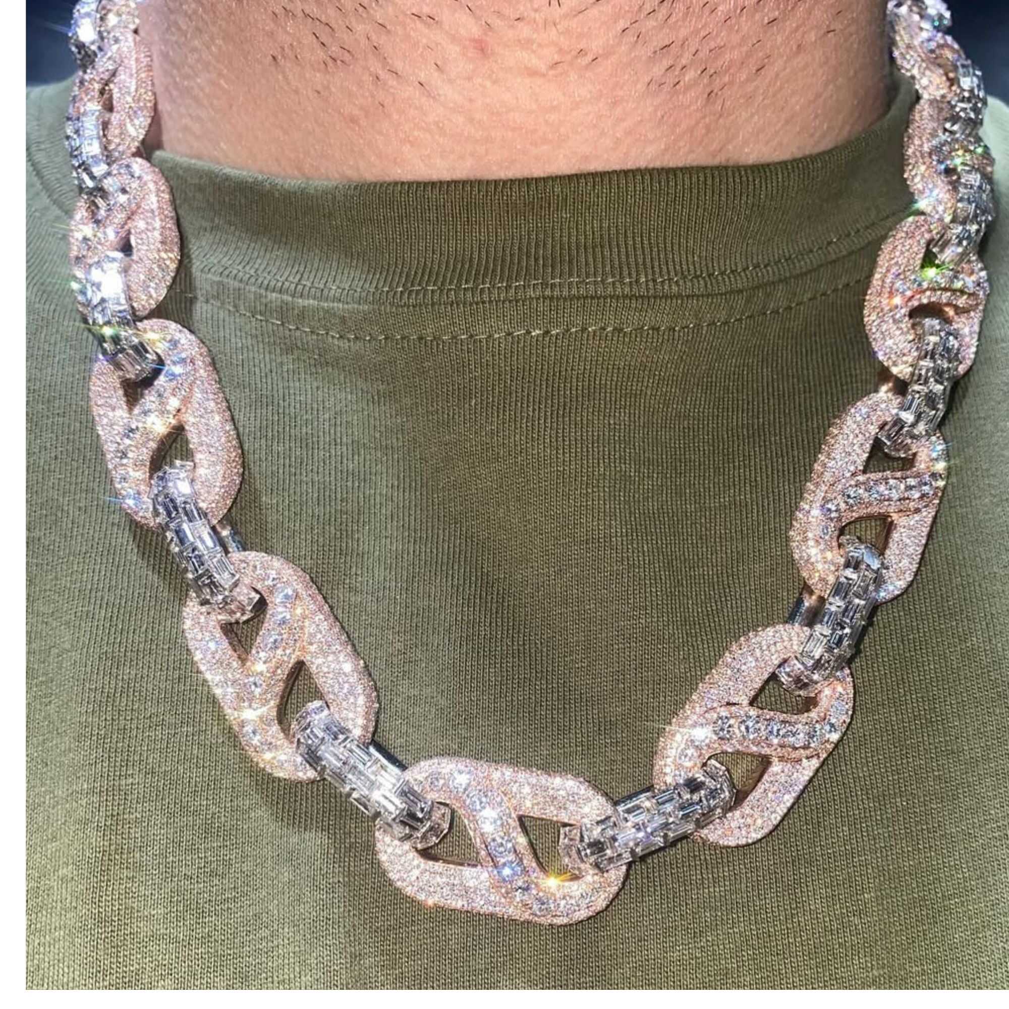 20mm Diamond Chain For Men, Diamond Cut Cuban Link Chain 2 20 mm Cuban Link Chain for men